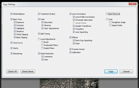 6. Copy partial settings from one image to another