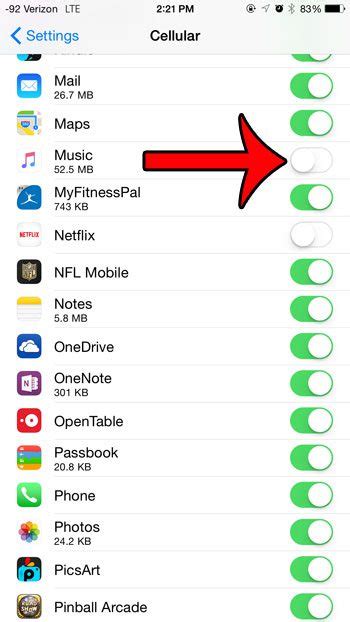 6. Disable Cellular Usage of Music App