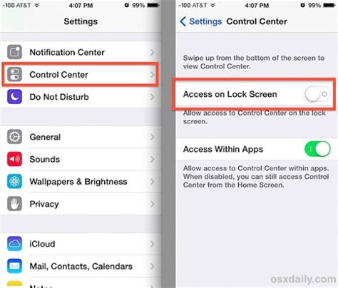 6. Disable Control Center Access