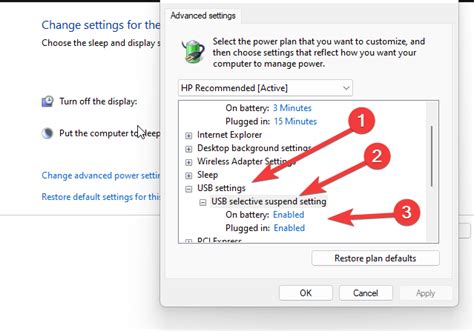 6. Disable the USB Selective Suspend Setting