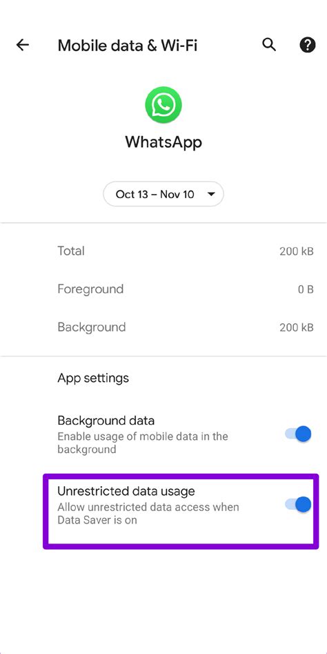 6. Give WhatsApp Unrestricted Data Usage