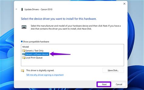 6. Switch to the Generic Printer Driver