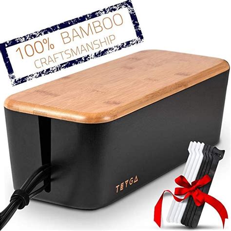 6. TEYGA Bamboo Cable Management Box