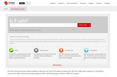 6. Trend Micro site safety checker