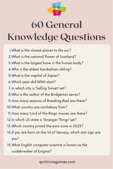 60 general knowledge questions with answers class 2