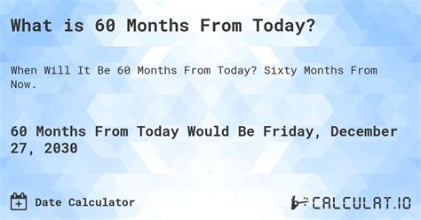 60 Months Back From Today