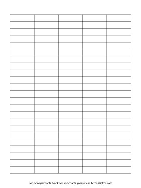 60 Row 5 Column Template Printable