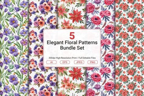 Download 607+ Unique Floral Patterns Bundle Images Easy Edite