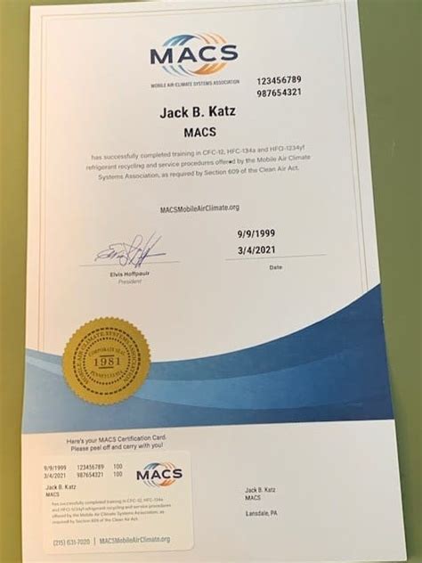 609 certification macs