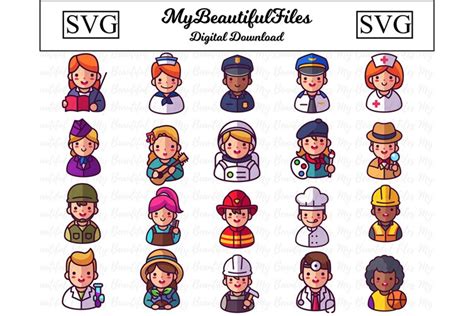 Download 616+ Kids Professions Bundle Pictures Cricut SVG