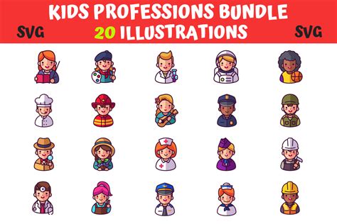 Download 616  Kids Professions Bundle Pictures Files DXF Files