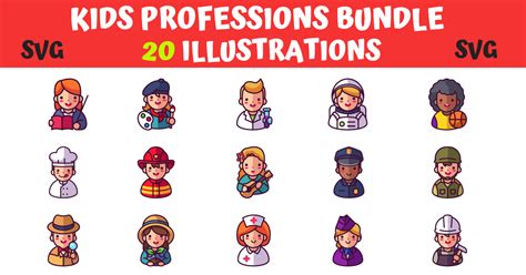 Download 616+ Kids Professions Bundle Pictures Silhouette
