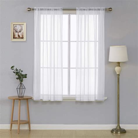 63 inch white sheer curtains