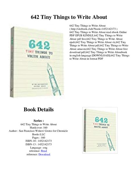 642 Tiny Things To Write About Pdf Download