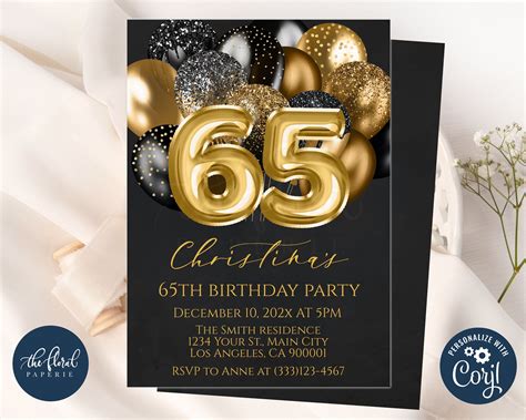 65th Birthday Invitation Templates Free