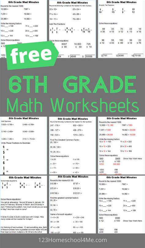 6Th Grade Math Computation Worksheets