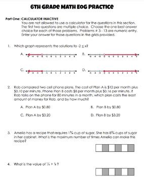 6Th Grade Math Eog Practice Worksheet
