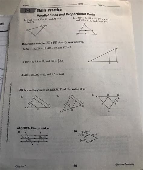 7 4 Parallel Lines And Proportional Parts Worksheet Answers