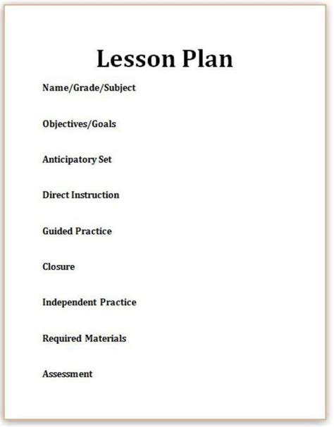 7 Step Lesson Plan Template