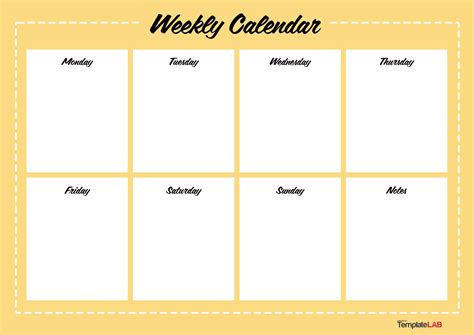 7 Day One Week Printable Weekly Calendar