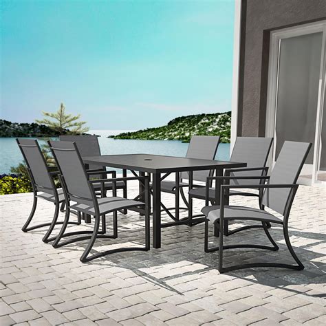 Hanover Outdoor Furniture Monaco 7Piece Tan Metal Frame Patio Set with
