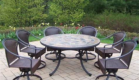 7 Piece Swivel Chair Patio Set Home Styles Biscayne Black Dining 5554335
