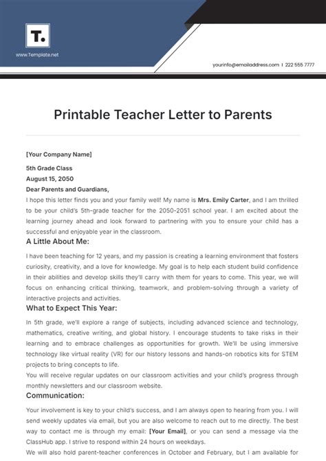 7+ Letter Templates to Teacher from Parent in PDF | DOC | Google Docs | Pages | Free & Premium