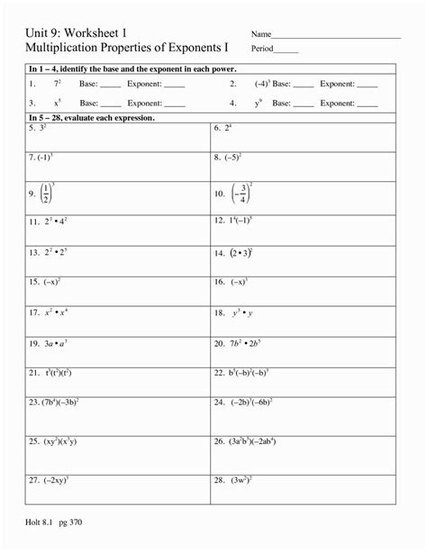 Master the Magic of Multiplication Properties with 7 1 Practice of Exponents
