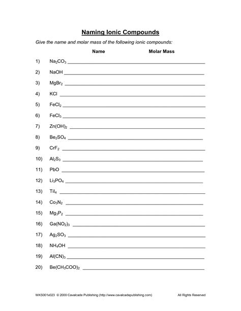 7 Best Images of Simple Binary Naming Worksheet - Binary Compounds