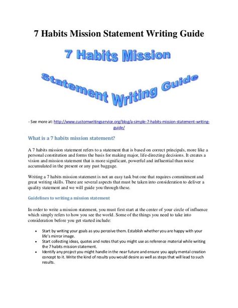 7 Habits Mission Statement Template