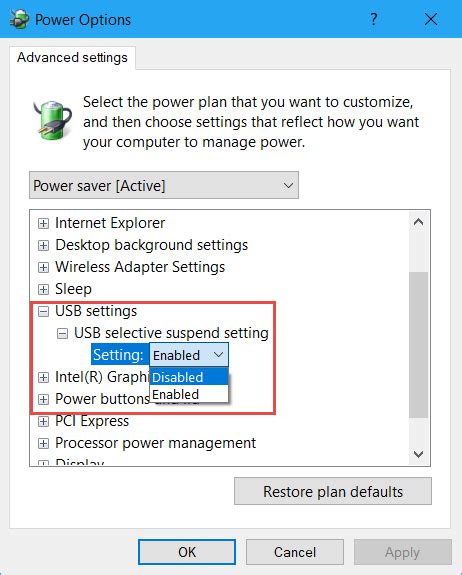 7. Disable USB Selective Suspend