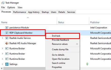 7. Restart the Windows Remote Desktop Clipboard