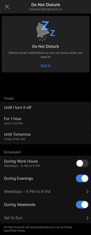 7. Set Do Not Disturb In Outlook App