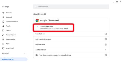 7. Update Chrome OS
