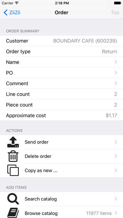 7. ZiiZii Order Entry