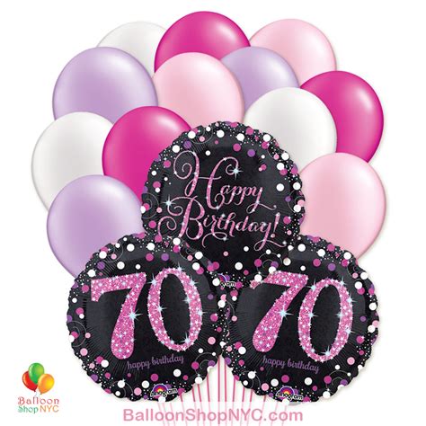 Pink Holographic 70th Birthday Balloon in 70th Birthday Pink
