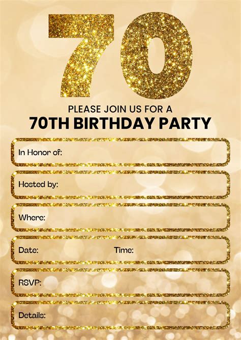 FREE Printable 70th Birthday Invitation Templates 70th birthday