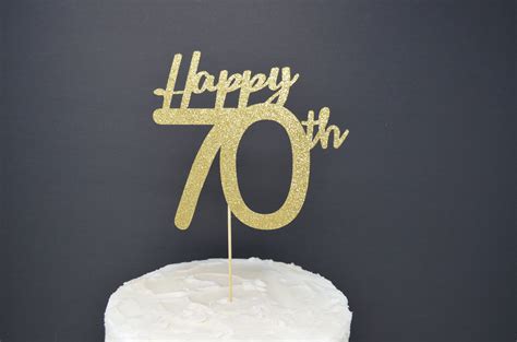 Happy 70th Cake Topper, Cake Decoration, Birthday Party, Glitter