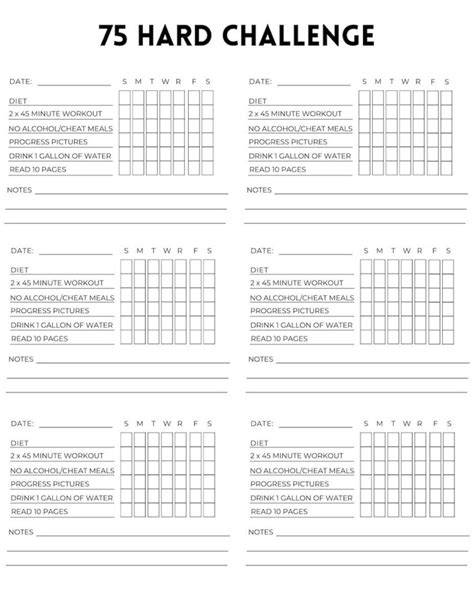 75 Hard Calendar Template – Free Editable Template & Examples - Great ...