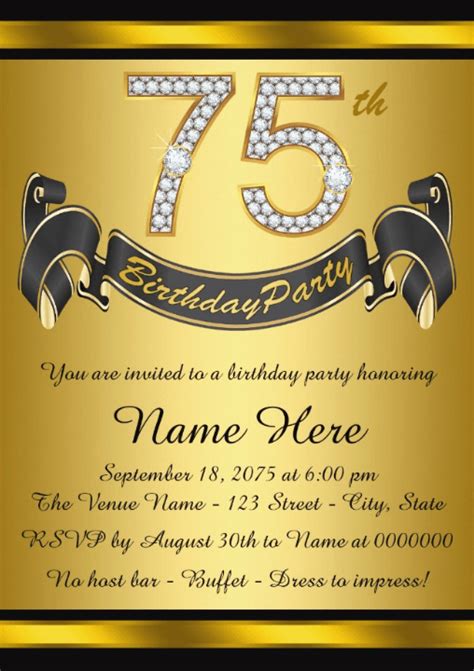 75th Birthday Invitation Template