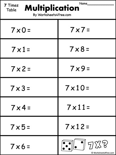 7s Multiplication Worksheet