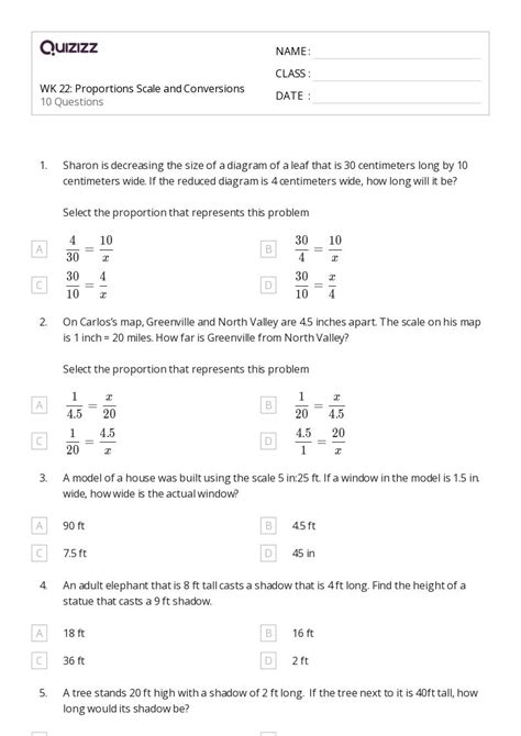 7Th Grade Math Scale Worksheets