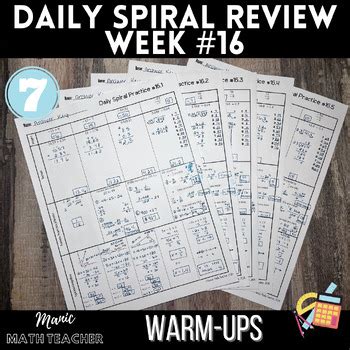 7Th Grade Math Spiral Worksheet Week 16