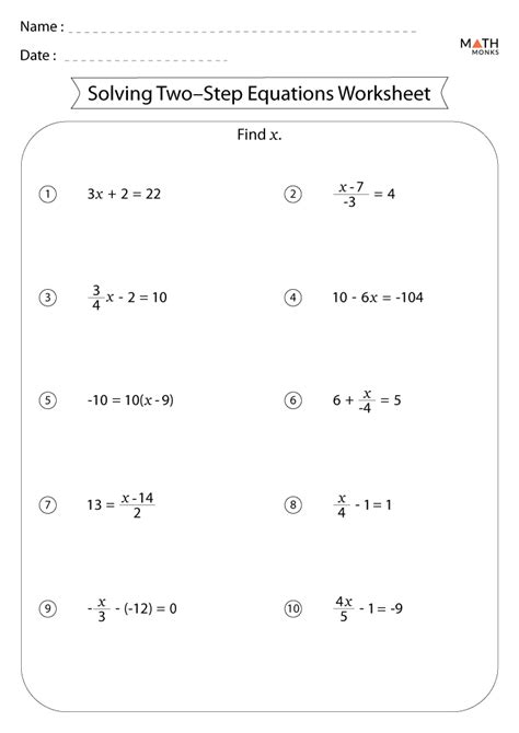 7Th Grade Math Worksheets Equations