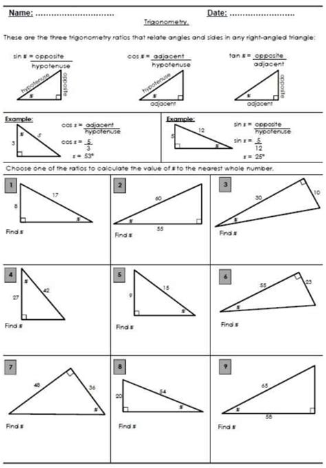 8 2 Trigonometric Ratios Worksheet Answers