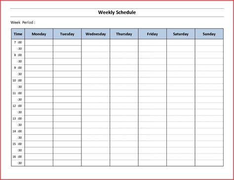 8 Week Calendar Template