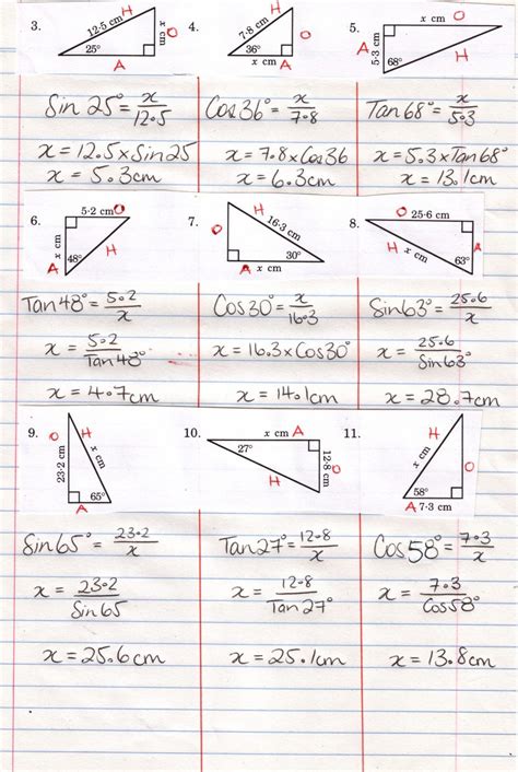 Solved Practice Worksheet Right Triangle Trigonometry Find