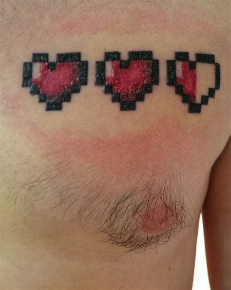 The 8Bit Zelda Hearts Tattoo Gutsy Geek