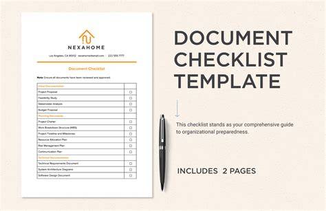 8 Document Checklist Template - Sample Templates