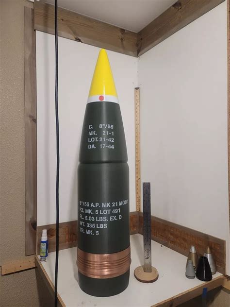 US 8 inch Shell with US Army Seacoast Defense Watercap Fuse